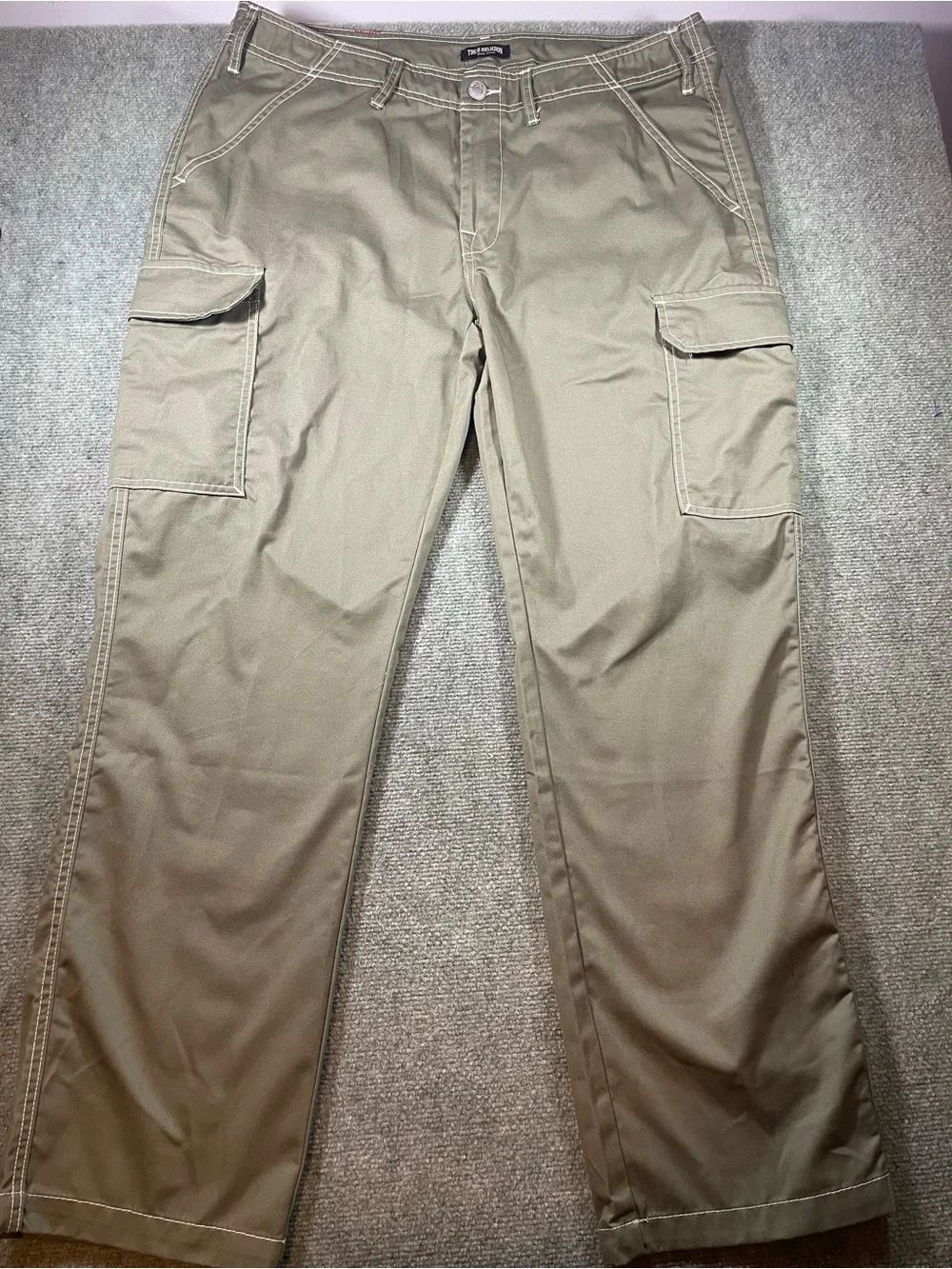 True Religion Men's Baggy Green Cargo Pants